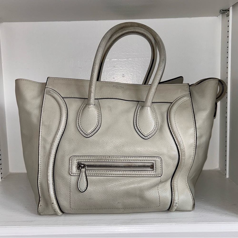𝅺Celine Ivory Leather Phantom Luggage Tote